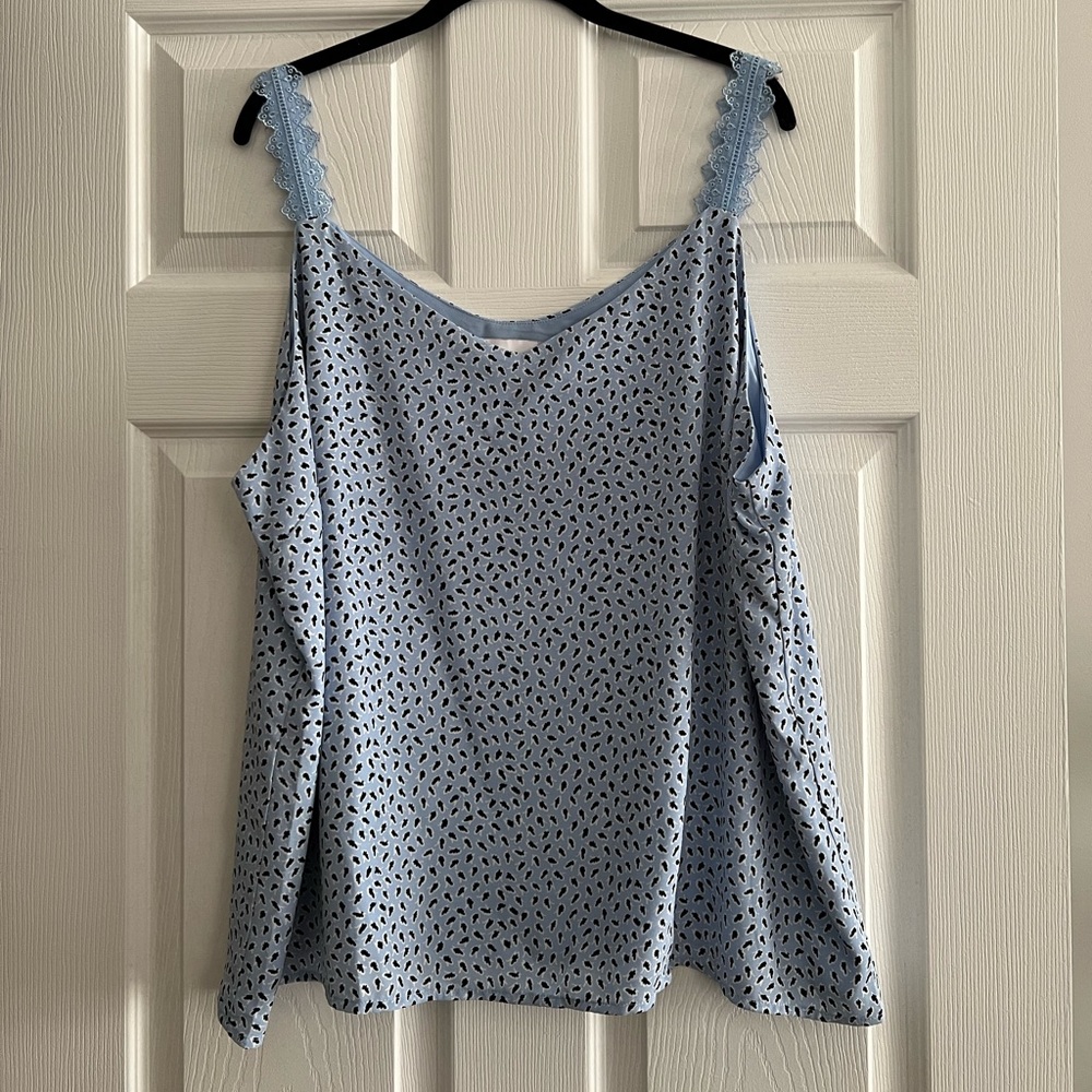 Nordstrom rack light blue pattern chiffon tank size 3x